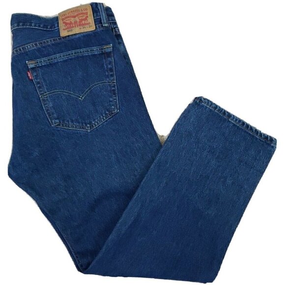 Levi's 505 ~Men's Size 36/30~ Blue Denim REGULAR Fit Straight Leg Jeans Cotton. - Picture 5 of 12